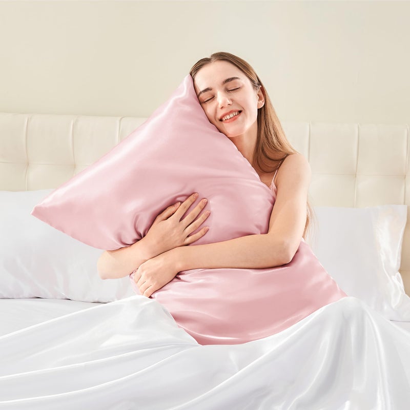 BEDELITE Satin Body Pillow Cover, Super Soft and Cooling Body Pillow Pillowcase for Hair and Skin, Breathable Silky Full Long Pillowcase Cover(20"x54", Pink) - Image 2